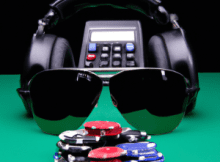 sunglasses and headphones in poker